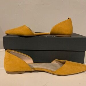 Old Navy D'Orsay Flats Womens 8 Mustard Yellow Good Pointed Toe‎ Faux Suede